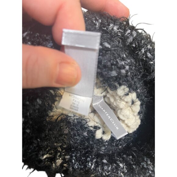 Charter Club Women's Mixed Media Chenille Cuff Beanie Hat Black Ivory Retail $40 - Picture 8 of 8